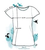 Größenskizze Damen-T-Shirt Größe S mit Maßangaben