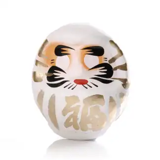 Daruma, japanischer Glücksbringer, 9 cm, weiß